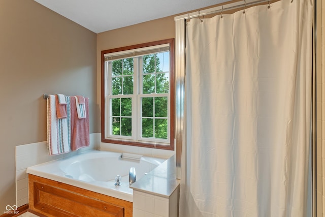 7978 Park Meadows Dr, Brownsburg, IN 46112 - full bathroom featuring a garden tub and a shower with curtain