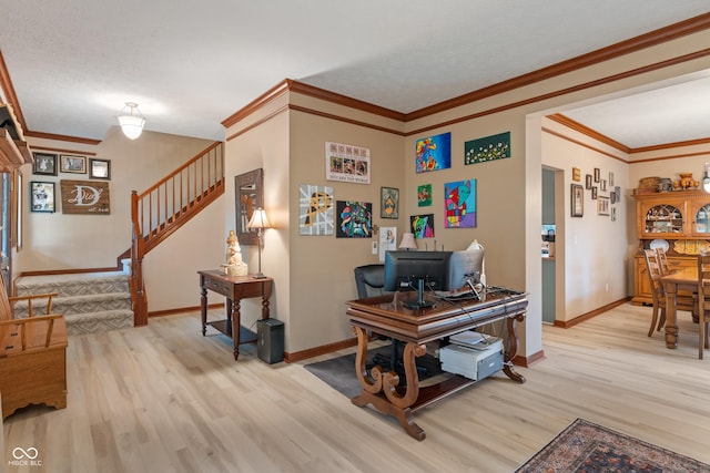 7978 Park Meadows Dr, Brownsburg, IN 46112 - interior space with light wood-style flooring, baseboards, stairs, and ornamental molding