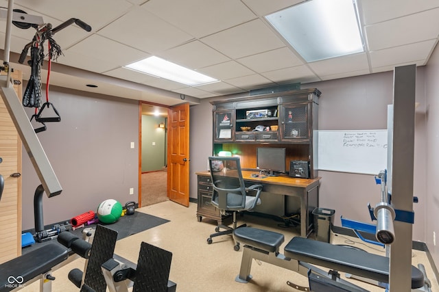7978 Park Meadows Dr, Brownsburg, IN 46112 - workout area with a paneled ceiling
