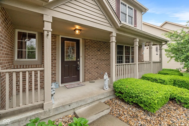 7978 Park Meadows Dr, Brownsburg, IN 46112 - view of exterior entry with a porch and brick siding