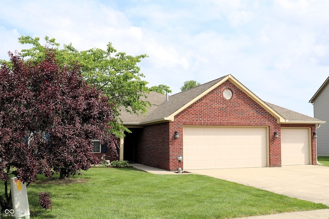 994 Youngs Creek Dr, Franklin, IN 46131 - view of front of home featuring brick siding, an attached garage, roof with shingles, driveway, and a front yard