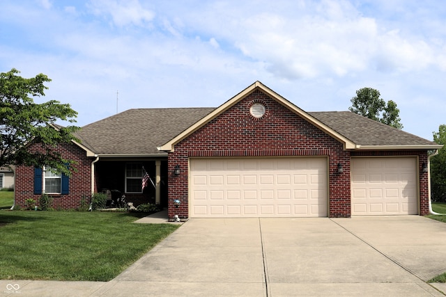 994 Youngs Creek Dr, Franklin, IN 46131 - ranch-style home with a garage, brick siding, driveway, and roof with shingles