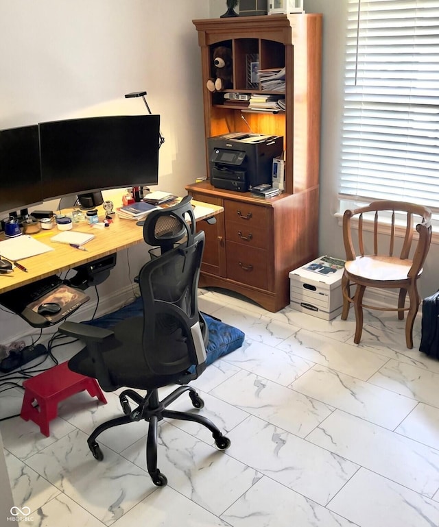 994 Youngs Creek Dr, Franklin, IN 46131 - office area featuring light marble finish flooring