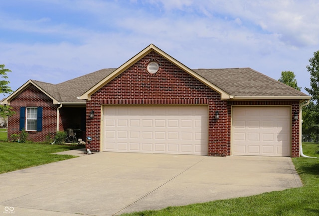 994 Youngs Creek Dr, Franklin, IN 46131 - view of front facade with a garage, brick siding, driveway, and roof with shingles