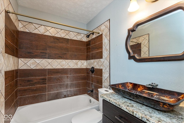 2519 N Boehning St, Indianapolis, IN 46219 - full bathroom with vanity,  shower combination, toilet, and a textured ceiling