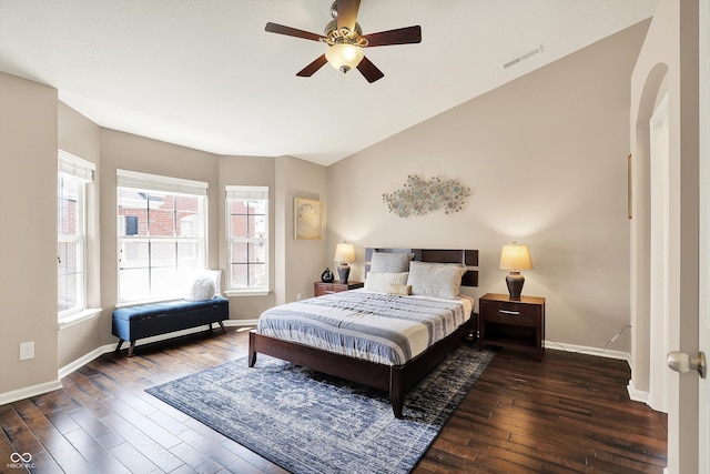 73 11th St NW, Carmel, IN 46032 - bedroom featuring hardwood / wood-style floors, baseboards, and ceiling fan