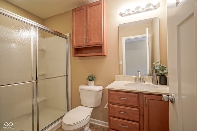 695 Overcup St, Westfield, IN 46074 - full bathroom with toilet, vanity, a stall shower, and baseboards