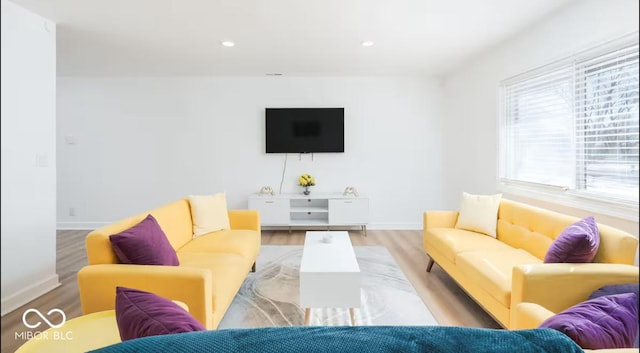 8744 Montery Ct, Indianapolis, IN 46226 - living area with wood finished floors, baseboards, and recessed lighting