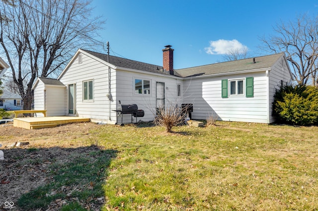 249 Spring St, Plainfield, IN 46168 - rear view of house featuring a chimney and a yard