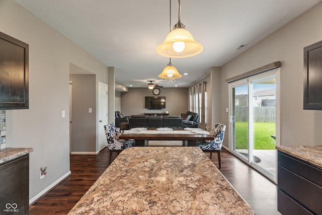 2626 Solidago Dr, Plainfield, IN 46168 - dining room featuring dark wood-type flooring, a ceiling fan, baseboards, and recessed lighting