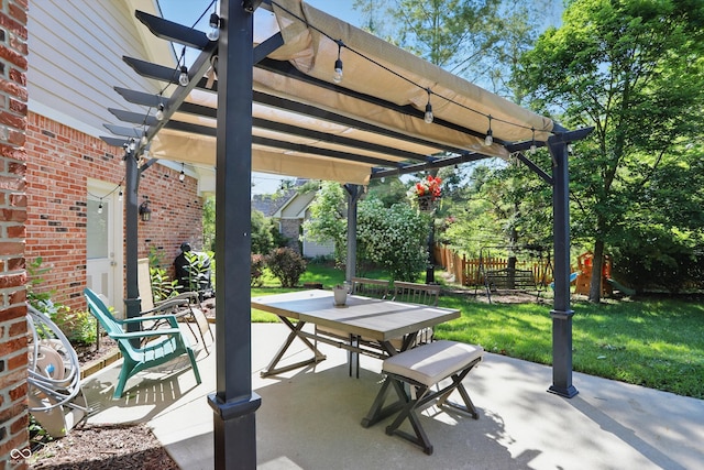 12335 Old Stone Dr, Indianapolis, IN 46236 - view of patio with a pergola and outdoor dining area