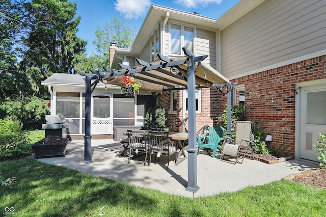 12335 Old Stone Dr, Indianapolis, IN 46236 - view of patio with a pergola and a sunroom