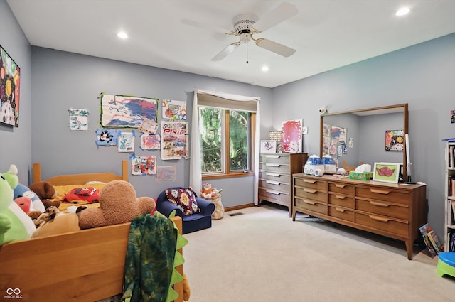 12335 Old Stone Dr, Indianapolis, IN 46236 - bedroom featuring carpet flooring, recessed lighting, a ceiling fan, and baseboards