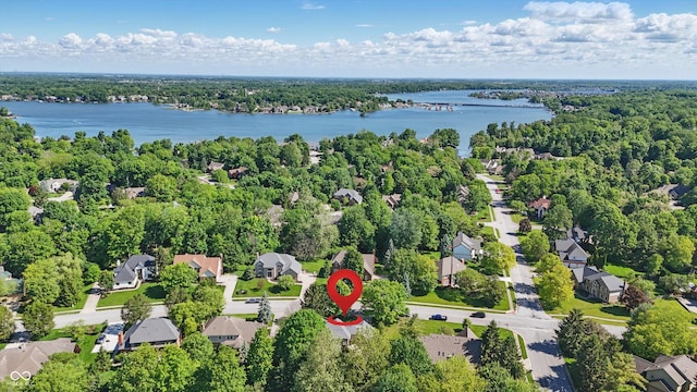12335 Old Stone Dr, Indianapolis, IN 46236 - aerial perspective of suburban area featuring a large body of water and a heavily wooded area