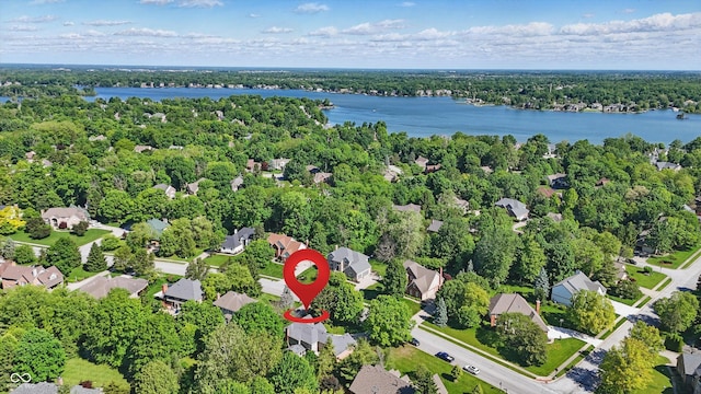 12335 Old Stone Dr, Indianapolis, IN 46236 - aerial overview of property's location with a large body of water and a forest