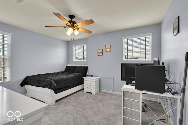 13495 Forest Glade Dr, Fishers, IN 46037 - bedroom featuring a desk, carpet floors, ceiling fan, and baseboards