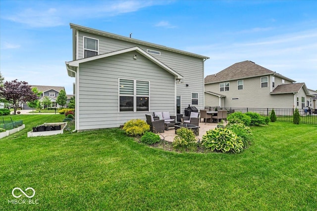 13495 Forest Glade Dr, Fishers, IN 46037 - rear view of house featuring an outdoor living space and a patio