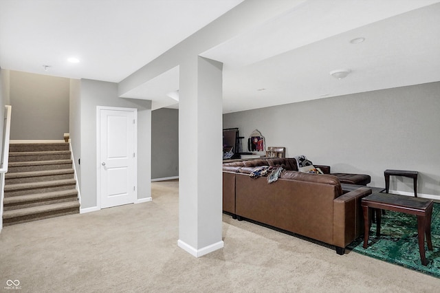 1664 Woodside Cir, Franklin, IN 46131 - living area with carpet floors and stairs