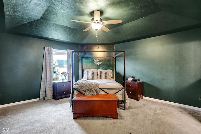 1664 Woodside Cir, Franklin, IN 46131 - carpeted bedroom with ceiling fan and a raised ceiling