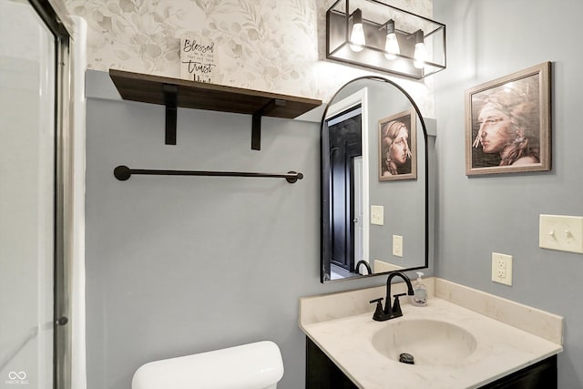 1664 Woodside Cir, Franklin, IN 46131 - bathroom with vanity and wallpapered walls