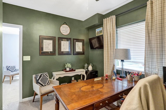 1664 Woodside Cir, Franklin, IN 46131 - home office featuring carpet flooring and ceiling fan