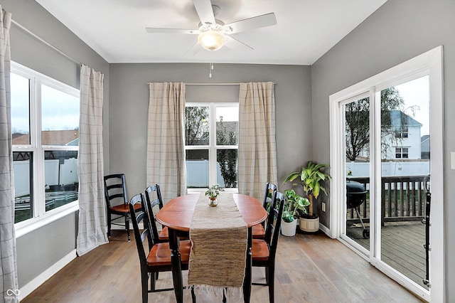 1664 Woodside Cir, Franklin, IN 46131 - dining area with wood finished floors and ceiling fan