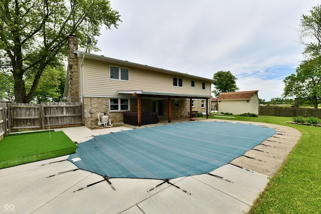 18906 Crestview Ct, Westfield, IN 46074 - view of pool featuring a hot tub, a patio area, an area to practice putting, and a fenced backyard