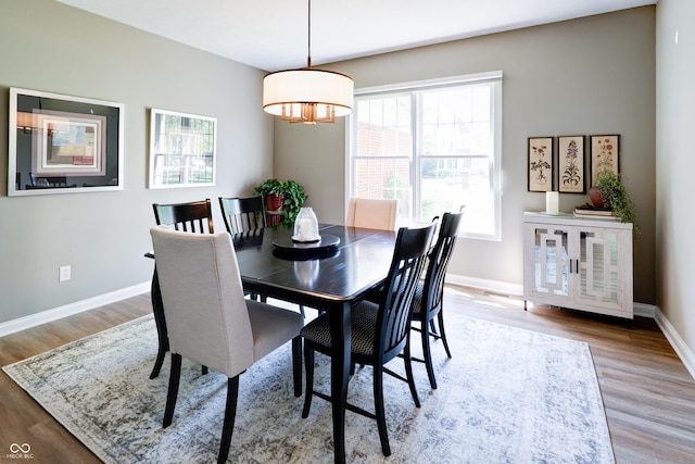 9154 Sargent Manor Ct, Indianapolis, IN 46256 - dining space with a chandelier, wood finished floors, and baseboards