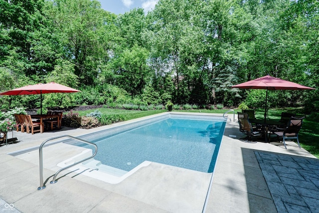9154 Sargent Manor Ct, Indianapolis, IN 46256 - outdoor pool featuring a patio and outdoor dining space