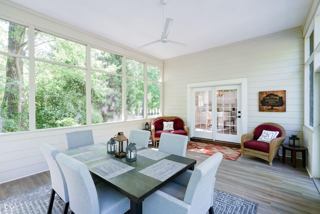 9154 Sargent Manor Ct, Indianapolis, IN 46256 - sunroom / solarium with ceiling fan, outdoor dining space, and french doors