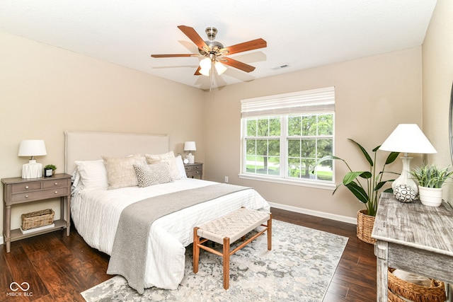 15411 Wandering Way, Noblesville, IN 46060 - bedroom with baseboards, wood finished floors, and ceiling fan