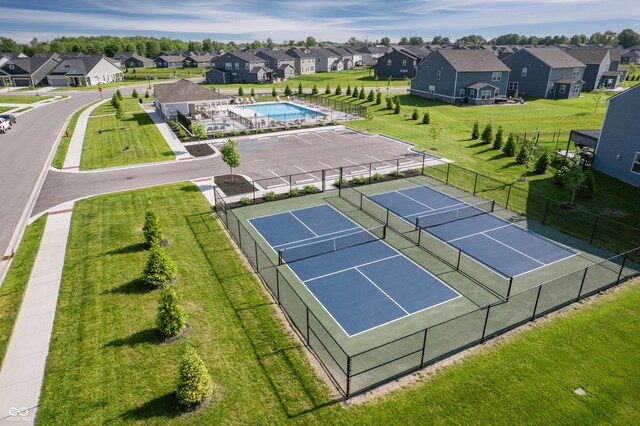7145 Firestone Rd, Whitestown, IN 46075 - aerial perspective of suburban area featuring a pool area