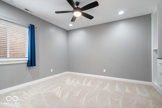 2448 Broadway St, Indianapolis, IN 46205 - empty room featuring carpet, ceiling fan, baseboards, and recessed lighting