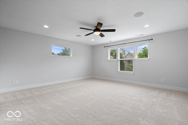 2448 Broadway St, Indianapolis, IN 46205 - unfurnished room featuring recessed lighting, baseboards, light carpet, and ceiling fan