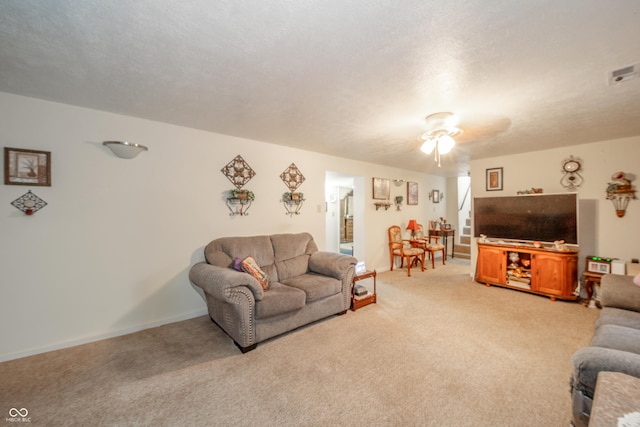 2900 Helms Rd, Anderson, IN 46016 - living room featuring light colored carpet and ceiling fan