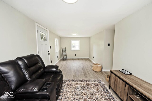 4910 W Caven St, Indianapolis, IN 46241 - living room featuring wood finished floors and baseboards