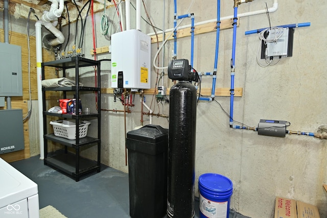 7070 Dean Rd, Indianapolis, IN 46220 - utility room featuring electric panel and water heater