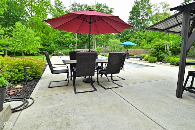 7070 Dean Rd, Indianapolis, IN 46220 - fenced backyard with outdoor dining space and a patio area