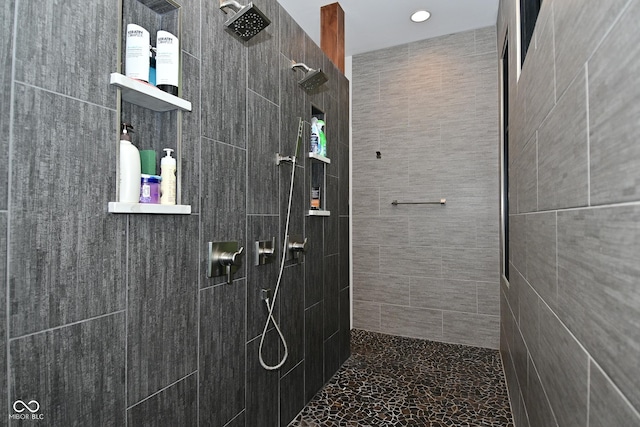 7070 Dean Rd, Indianapolis, IN 46220 - full bathroom with a tile shower and recessed lighting