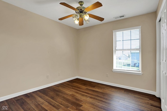 7637 Sand Run Ct, Indianapolis, IN 46259 - unfurnished room featuring baseboards, dark wood-style flooring, and ceiling fan