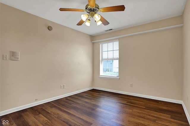 7637 Sand Run Ct, Indianapolis, IN 46259 - spare room featuring baseboards, dark wood finished floors, and ceiling fan