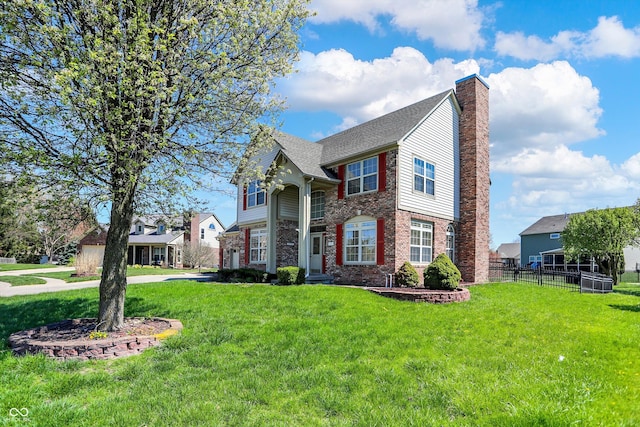 7637 Sand Run Ct, Indianapolis, IN 46259 - view of front facade with a chimney and brick siding