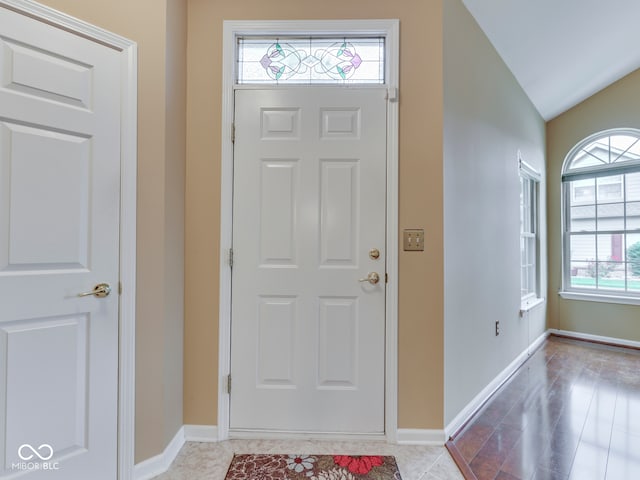 811 Gazebo Way, Greenwood, IN 46142 - foyer featuring baseboards and lofted ceiling