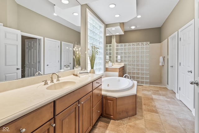 16502 Grand Cypress Dr, Noblesville, IN 46060 - full bathroom with a bath, vanity, a closet, and walk in shower