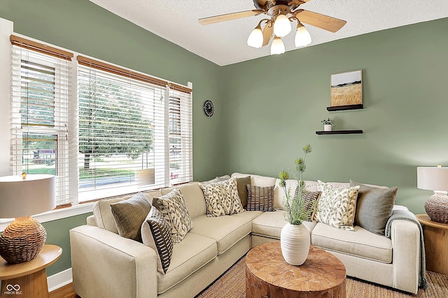 514 Dorman St, Indianapolis, IN 46202 - living room with plenty of natural light, ceiling fan, and a textured ceiling