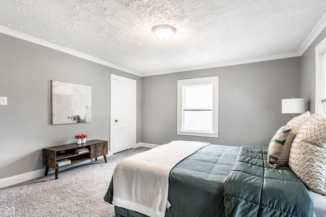4409 N College Ave, Indianapolis, IN 46205 - carpeted bedroom featuring baseboards, ornamental molding, and a textured ceiling