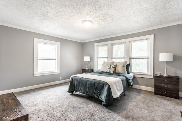 4409 N College Ave, Indianapolis, IN 46205 - bedroom featuring ornamental molding, carpet floors, baseboards, and a textured ceiling