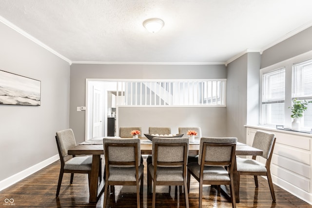 4409 N College Ave, Indianapolis, IN 46205 - dining area with dark wood finished floors, ornamental molding, and baseboards