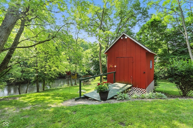 1712 S Flatrock River Rd, Rushville, IN 46173 - view of shed featuring a water view