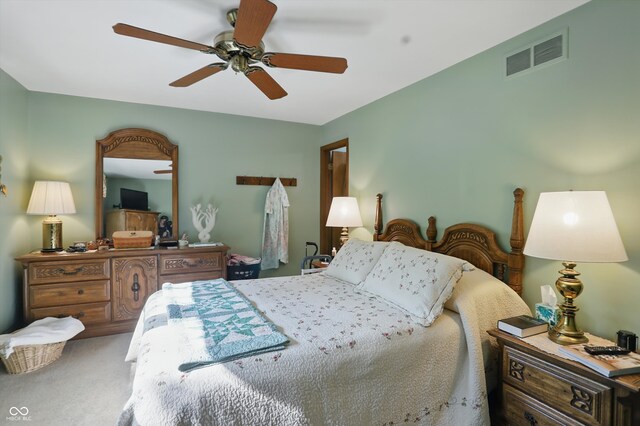 1712 S Flatrock River Rd, Rushville, IN 46173 - bedroom with carpet flooring and a ceiling fan